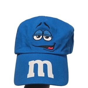 Blue M&Ms Candy Character Face Logo Strapback Baseball Hat Cap Retro Promo